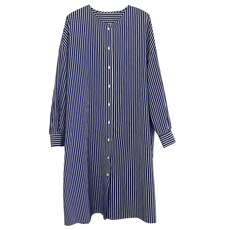ストライプ ゆったり ロングシャツ【403】
